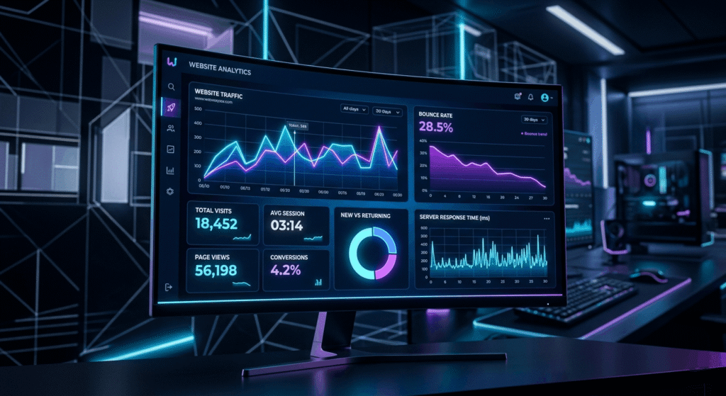 Website analytics dashboard showing performance metrics and redesign warning signs