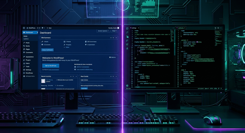 WordPress vs custom development side-by-side comparison for business websites