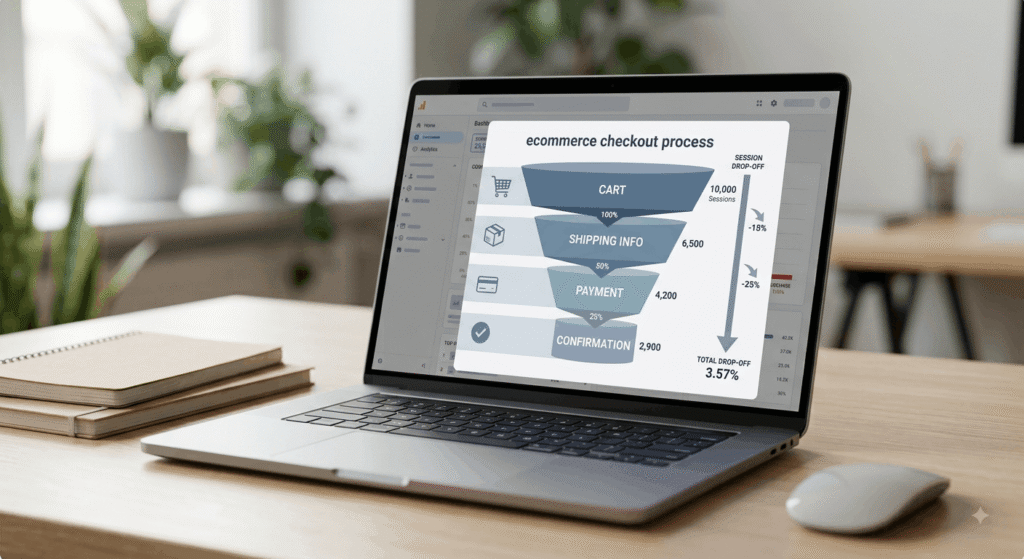 Customer drop-off across checkout steps on an ecommerce site
