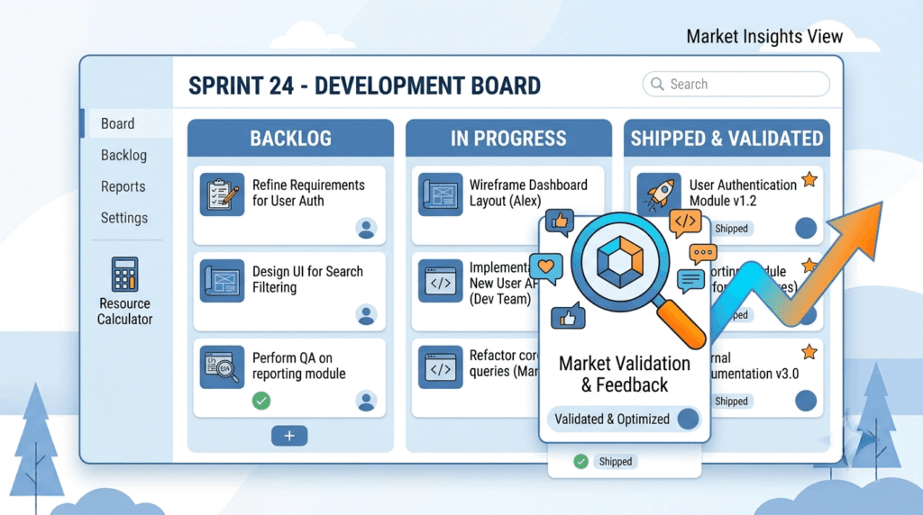 Illustration representing MVP feedback and market validation strategy