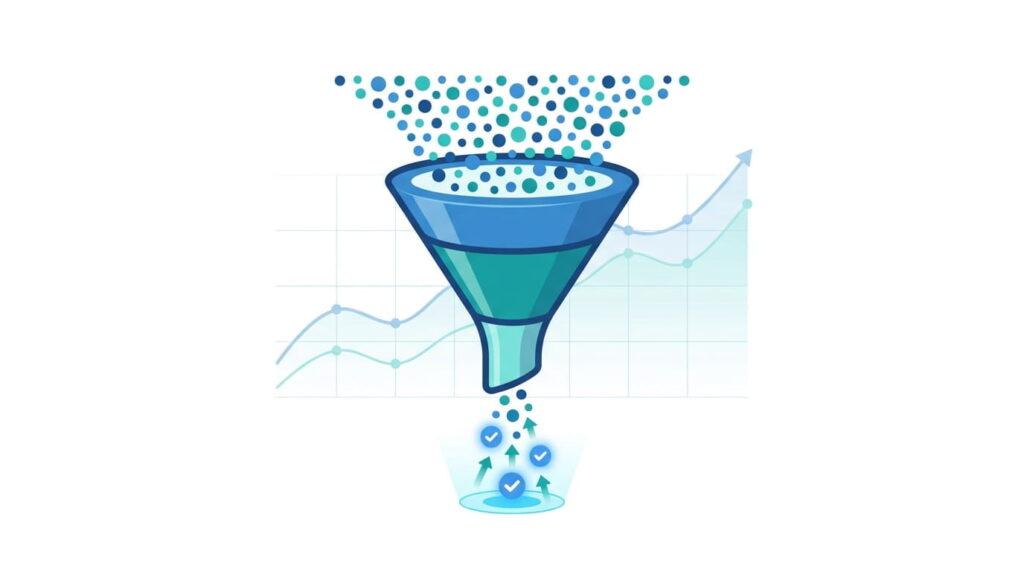 "Conversion rate optimisation funnel showing website visitors turning into customers"
