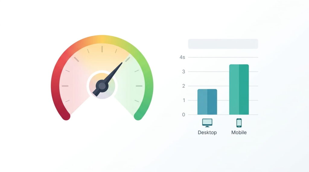 Homepage load speed comparison between desktop and mobile affecting conversions