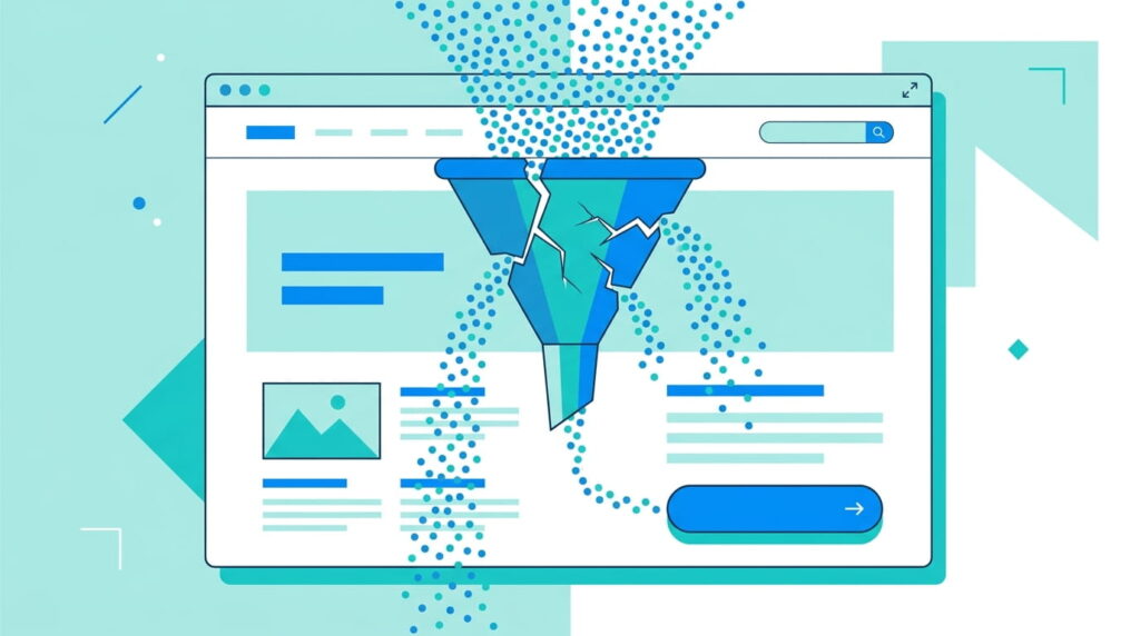 Homepage funnel showing leads leaking out before converting