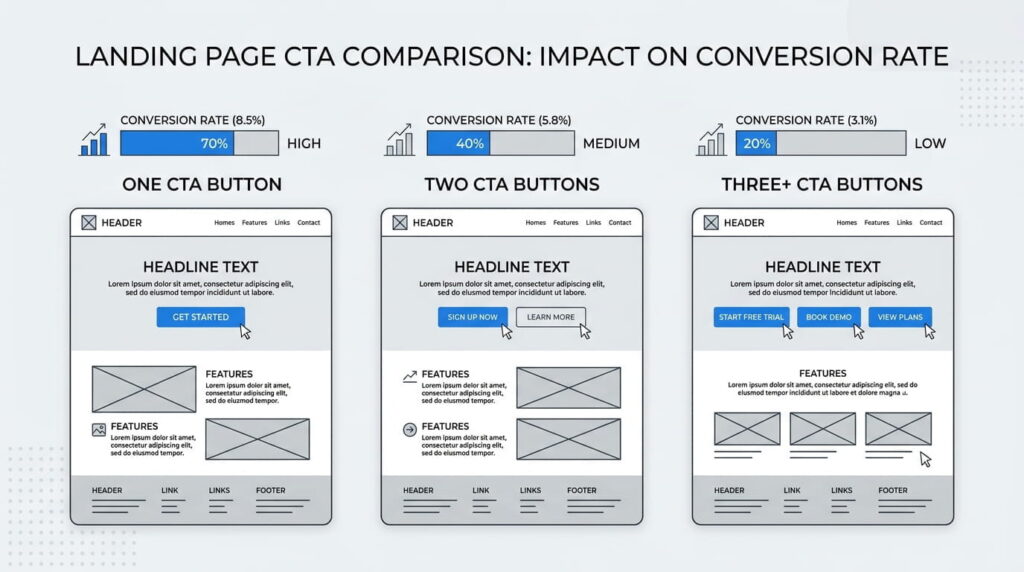 Comparison of single versus multiple CTA landing pages and their conversion rates