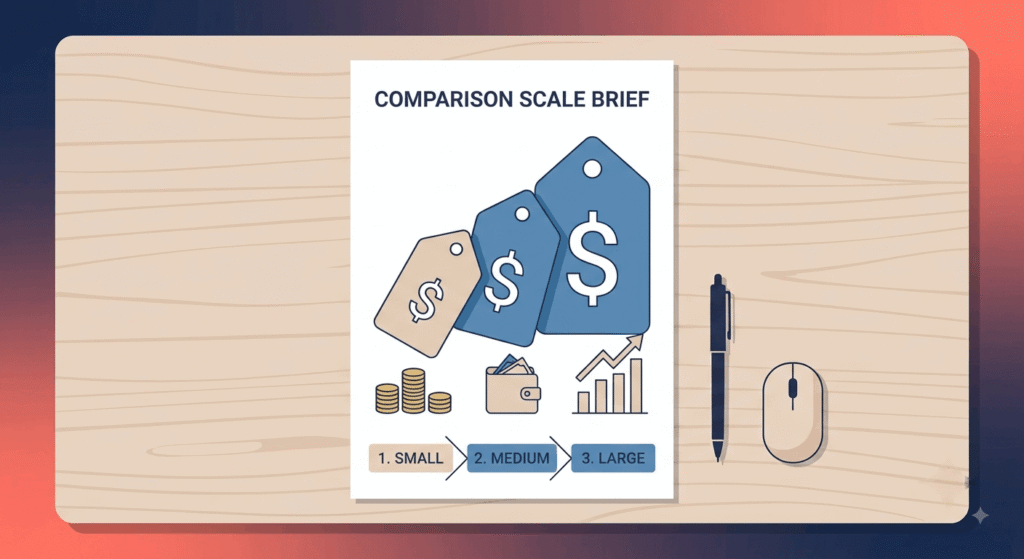Web design agency quote comparison showing price range variation